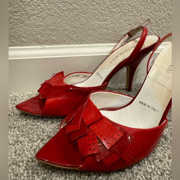 Red classy ankle strap heels - Picture 2 of 5